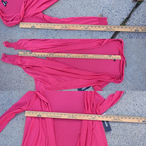 NWT DKNY Silk Cashmere Cardigan M/L Pink High-Low Open Front Cozy Knit $195 - Picture 16 of 16